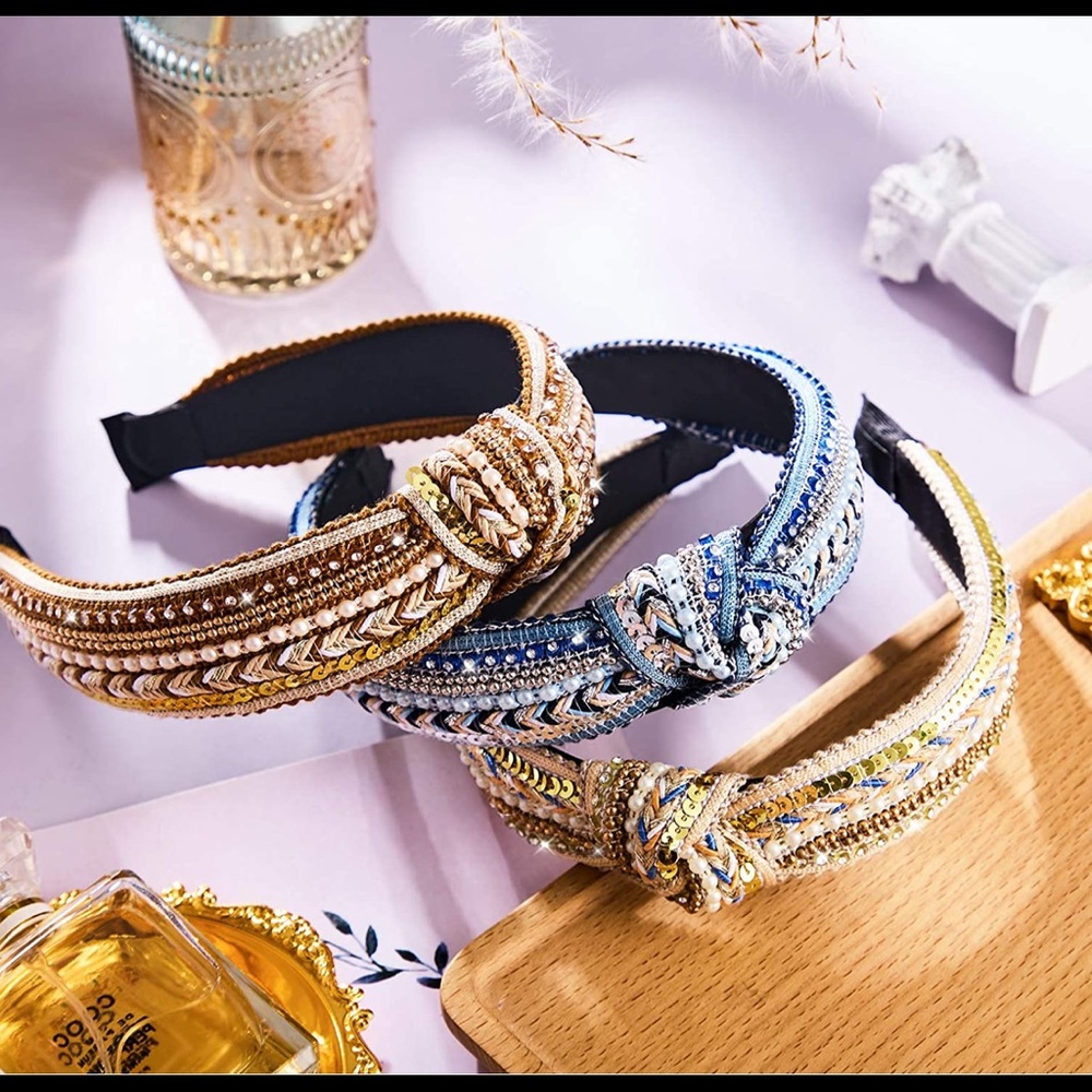 Top Knot Boho Headband Bundle | Sequin & Bead Embellishments